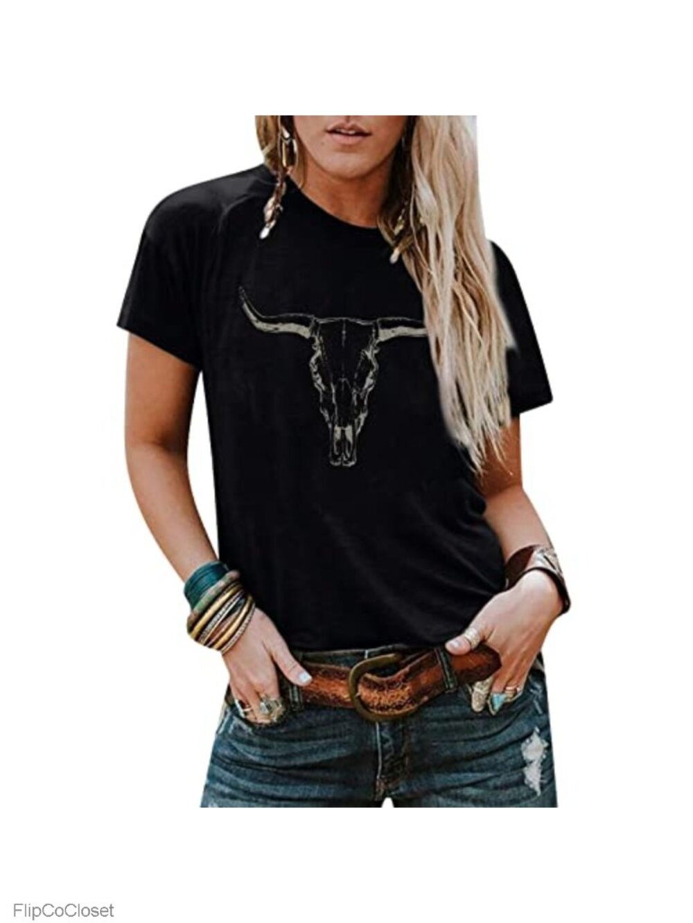 Western Cowgirl Graphic T-Shirt Loose Fit Cap Sleeve Casual Rodeo Tee